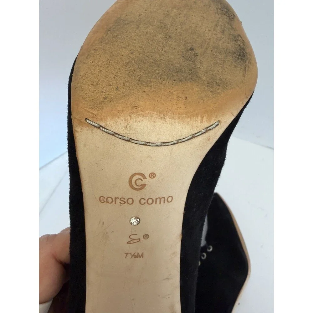Corso Como Myer Lace Up Heeled Suede Ankle Boot Black Women's Sz 7.5